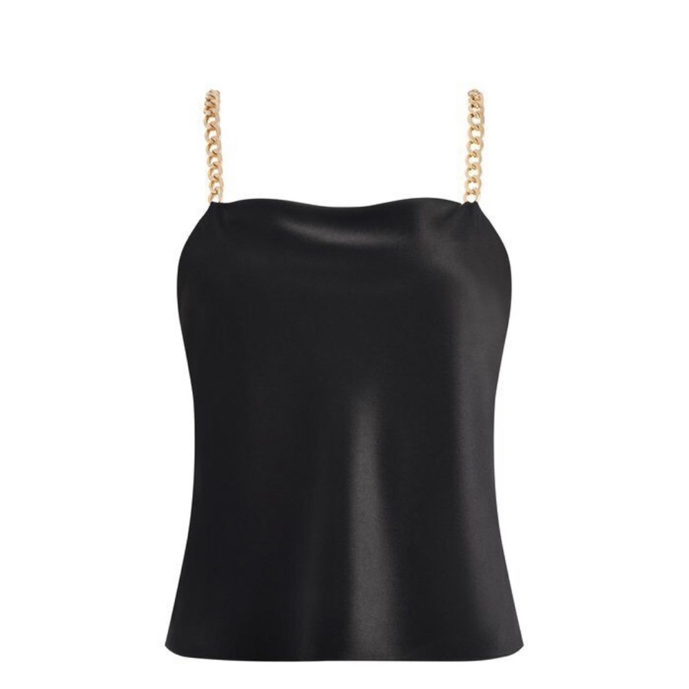 Alice + Olivia satin tank with chain straps